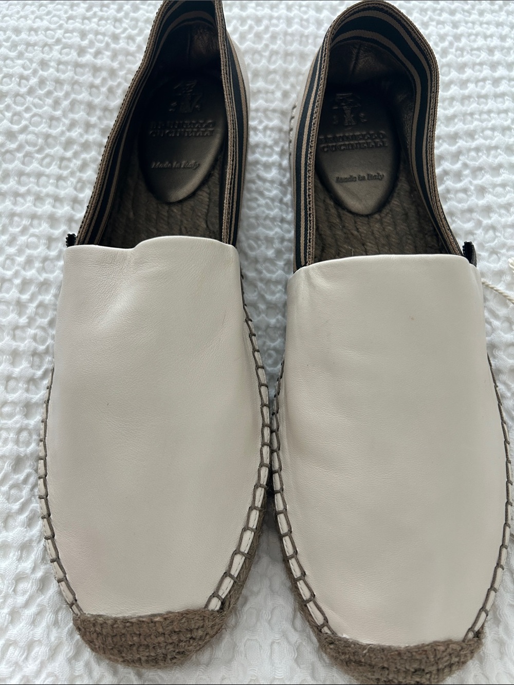 Brunello Cucinelli Cream Leather Espadrilles